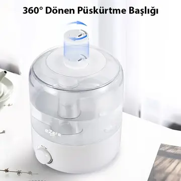 EZERE Yatak Odası için Üstten Doldurmalı 25 L Büyük Su TankıOtomatik Kapanma Sessiz Soğuk Sisli Nemlendirici