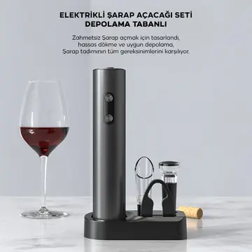 EZERE Sarjlı Otomatik Şarap Açacağı Tirbuşon Seti Şarap açma seti