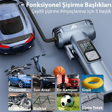 Ally ST-5530 Dijital  Şarjlı Araç Lastik Hava Şişirme Pompası Powerbank Pencere kırıcı