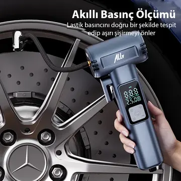 Ally ST-5530 Dijital  Şarjlı Araç Lastik Hava Şişirme Pompası Powerbank Pencere kırıcı