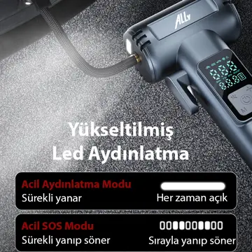 Ally ST-5530 Dijital  Şarjlı Araç Lastik Hava Şişirme Pompası Powerbank Pencere kırıcı