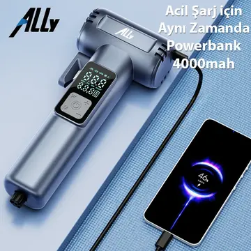 Ally ST-5530 Dijital  Şarjlı Araç Lastik Hava Şişirme Pompası Powerbank Pencere kırıcı
