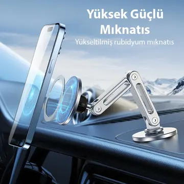 ALLY LF-256 Alüminyum Araç İçi Torpido Üstü Manyetik Telefon Tutucu