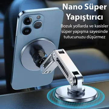 ALLY LF-256 Alüminyum Araç İçi Torpido Üstü Manyetik Telefon Tutucu