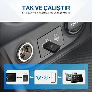 ALLY Kablosuz Car Play Adaptörü Apple Ve Android Cihazlar Için Wireless Carplay Çevirici