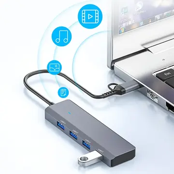 ALLY ADS-305D 4in1 USB/Type-C to 4X USB3.0 HUB Çoğaltıcı Çevirici Dönüştürücü Adaptör