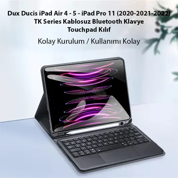 Dux Ducis iPad Air 4 / 5 / iPad Pro 11 (2020/2021/2022) TK Series Kablosuz Bluetooth Klavye Touchpad