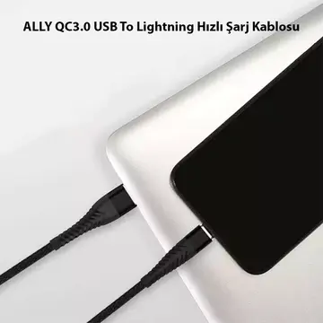 ALLY QC3.0 USB To İPhone Lightning Hızlı Şarj Kablosu