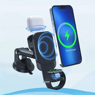 Ally Wireless Şarjlı 3in1 Torpido Üstü Ve Havalandırma Telefon Kulaklık Saat Tutucu