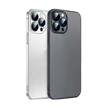 Ally iPhone 13 Pro 6.1inch Frosted Glass Şeffaf Kamera Korumalı Kılıf