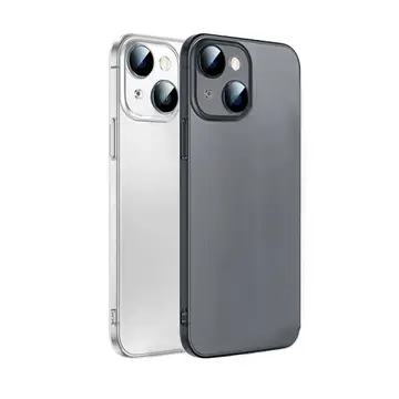 Ally iPhone 14 Plus 6.7inch Frosted Glass Şeffaf Kamera Korumalı Kılıf