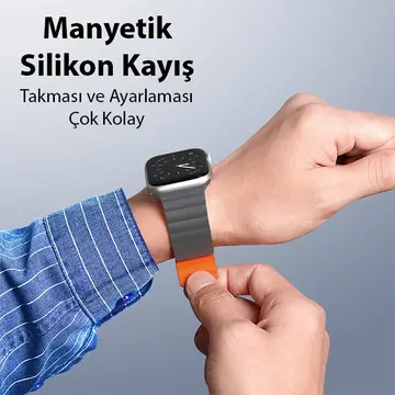 DUX DUCIS Apple Watch 42/44/45MM için Manyetik Zincir Versiyon PU Deri Kayış Kordon