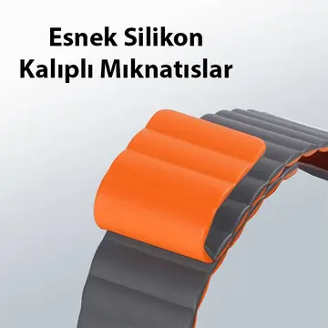 DUX DUCIS Apple Watch 42/44/45MM için Manyetik Zincir Versiyon PU Deri Kayış Kordon