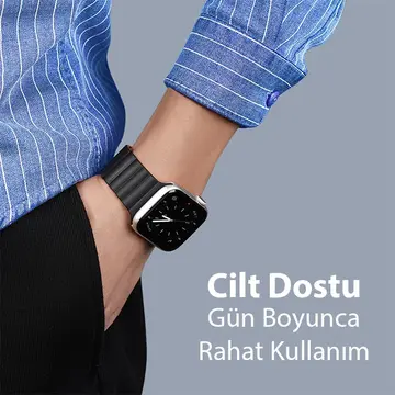 DUX DUCIS Apple Watch 38/40/41MM için Manyetik Zincir Versiyon PU Deri Kayış Kordon