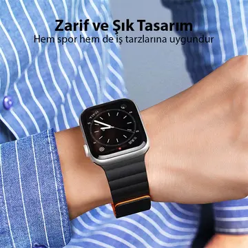 DUX DUCIS Apple Watch 38/40/41MM için Manyetik Zincir Versiyon PU Deri Kayış Kordon