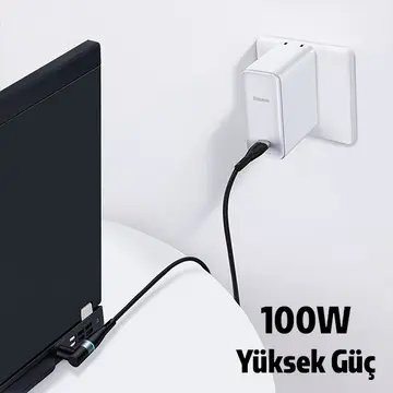 Baseus Zinc Manyetik Type-C to DC Round (79x55mm) Lenovo Laptop Şarj Kablosu 100W 2m
