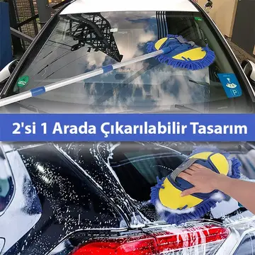 ALLY Mikrofiber Dönebilen Püsküllü Araba Yıkama Ve Temizleme Fırçası