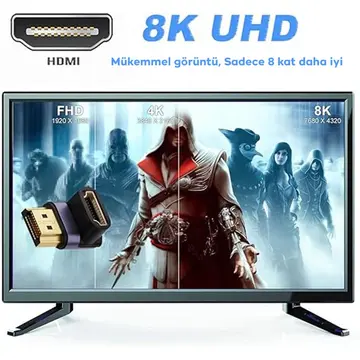 ALLY HDMI To HDMI 8K 2.1UHD 90 Derece Mıknatıs Başlıklı Çevirici Otg Adaptör