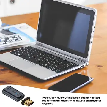 ALLY HDMI To Type-c 4K 60Hz Mıknatıs Başlıklı Çevirici Otg Adaptör