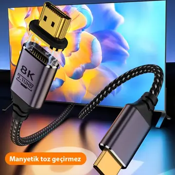 ALLY HDMI to HDMI 8K HD 2.1UHD Mıknatıs Başlıklı Kablo 2 Metre