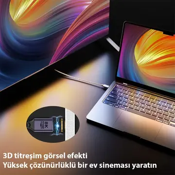 ALLY HDMI to HDMI 8K HD 2.1UHD Mıknatıs Başlıklı Kablo 1 Metre