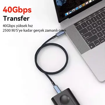 ALLY 40Gbps 240W Type-C 8K Görüntü ve Hızlı Data Şarj Kablosu