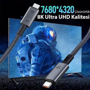 ALLY 40Gbps 240W Type-C 8K Görüntü ve Hızlı Data Şarj Kablosu