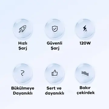 ALLY 180° Dönebilen USB To Type-C 120W Hızlı Şarj Kablosu 1 Metre