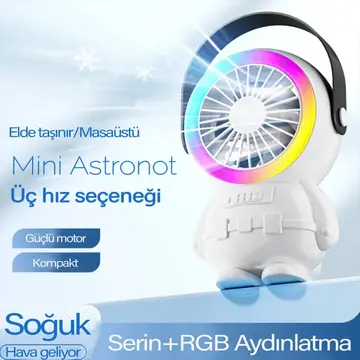 Ally Şarjlı Astronot Fan Vantilatör Taşınabilir El - Masa Üstü Vantilatör 1500mAh