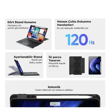 DUX DUCIS Galaxy Tab S8+ / S7+ / S7 FE İçin Ayrılabilir Bluetooth Klavye Touchpad PU Deri Kılıf