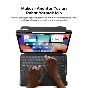 DUX DUCIS Galaxy Tab S8+ / S7+ / S7 FE İçin Ayrılabilir Bluetooth Klavye Touchpad PU Deri Kılıf