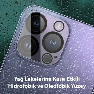 Ally iPhone 15 Pro-15 Pro Max Full Tempered Kamera Lens Koruma Camı