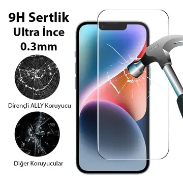Ally iPhone 15 Full HD Tempered Kırılmaz Cam Ekran Koruyucu