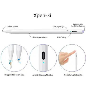 ALLY Xpen-3i iPad(2018-2025) Aktif Manyetik Kapasitif Kalem