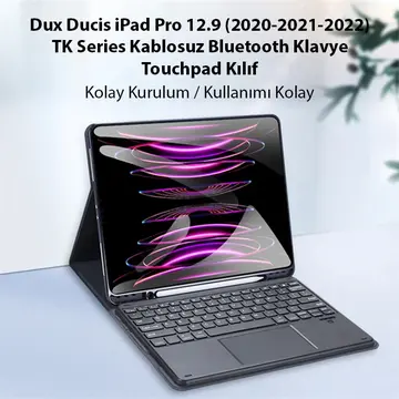 Dux Ducis iPad Pro 12.9 (2020/2021/2022) TK Series Kablosuz Bluetooth Klavye Touchpad Kılıf