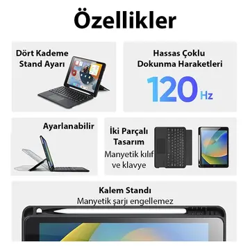 Dux Ducis iPad 7- 8-9 10.2  iPad Air3- iPad Pro 10.5(2017) DK Series Kablosuz Bluetooth Klavye