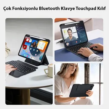 Dux Ducis iPad Pro 12.9 DK Series Kablosuz Bluetooth Klavye Touchpad Kılıf