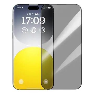 Baseus Crystalline iPhone 15 Privacy Hayalet Full Koruma Cam Ekran Koruyucu