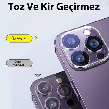 Baseus iPhone 15 Pro/15 Pro Max için Crystal Serisi HD Cam Kamera Koruyucu 2 Adet Set