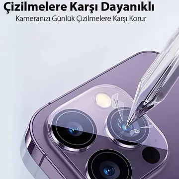 Baseus iPhone 15 Pro/15 Pro Max için Crystal Serisi HD Cam Kamera Koruyucu 2 Adet Set