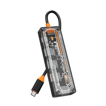 ALLY 5in1 Type-c To USB3.0 + USB2.0 *2 + Type-c PD 100W + HDMI Çoğaltıcı Transparan Hub