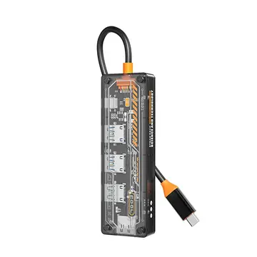 ALLY 5in1 Type-c To USB3.0 + USB2.0 *2 + Type-c PD 100W + HDMI Çoğaltıcı Transparan Hub