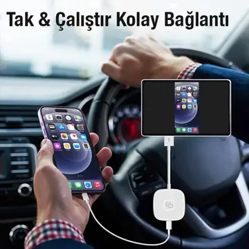 Apple iPhone USB+Lightning Carplay Mirror Adaptör Çevirici -Youtube Netflix Tiktok Video Yansıtıcı