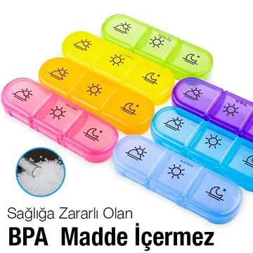 Ally Taşınabilir 7 Günlük Haftalık Hap İlaç Vitamin Saklama Kutusu Kabı