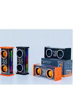 Şeffaf Mecha Müzik Tws Stereo Rgb İşıklı Hoparlör Kablosuz Bluetooth 5.0 Taşınabilir Hoparlör V9