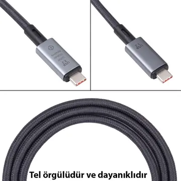 Ally USB 3.2 100W Type-C to Type-C 8K Görüntü-Data ve Ultra Hızlı Şarj Kablosu 1 Metre