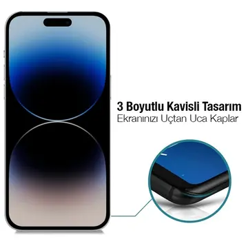ALLY İPhone 14 Pro 6.1 3D Full Privacy Gizlilik Cam Ekran Koruyucu Anti-Spy