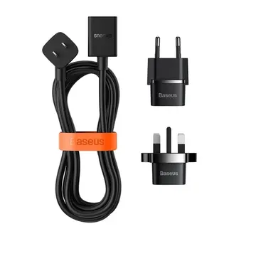 BASEUS PowerCombo Mini Power Strip 1AC 10 m Güç Kablosu /EU + UK Fiş Adaptörleri Dahil