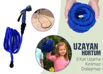 22.5 Metre Uzayan Bahçe Sulama Araç Yıkama Hortumu 7 Kademeli Başlık