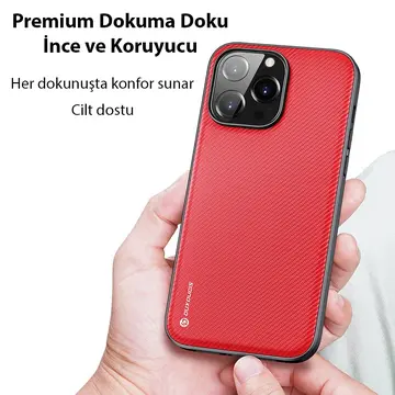 Dux Ducis Fino Serisi iPhone 14 Pro 6.1 inç Kılıf Premium Dokuma Silikon Kılıf